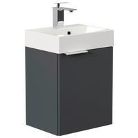 GÄSTEBAD - Silberfarben/Graphitfarben, MODERN, Holzwerkstoff/Stein (40cm) - MID.YOU