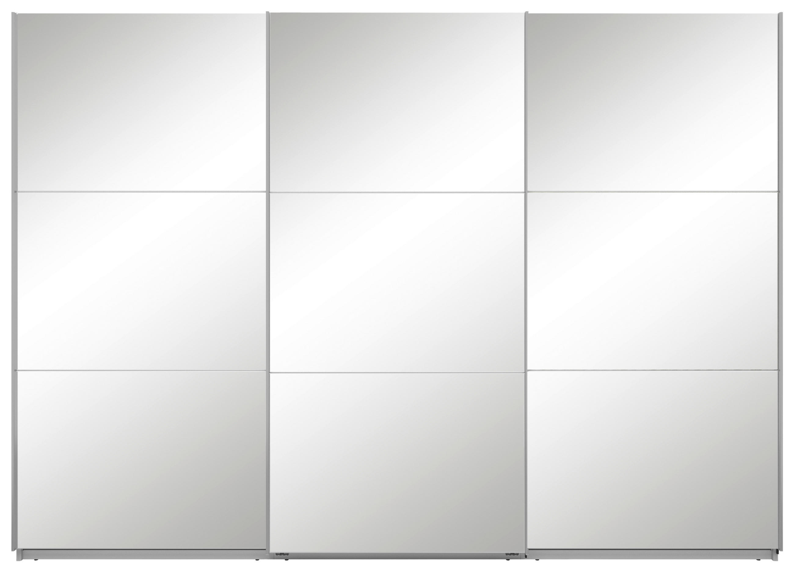 SCHWEBETÜRENSCHRANK  in Weiß  - Silberfarben/Weiß, Basics, Glas/Holzwerkstoff (300/216/64cm) - Boxxx