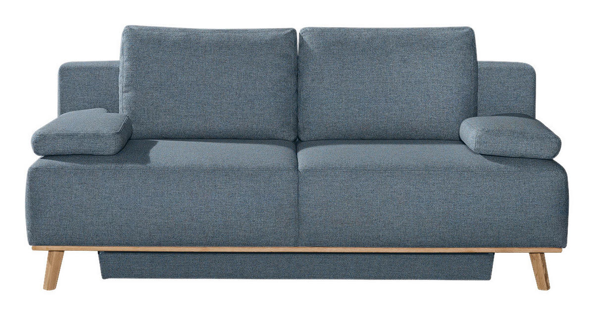 BOXSPRINGSOFA Blau, Grau  - Blau/Grau, Design, Holz/Textil (203/97/107cm) - Dieter Knoll