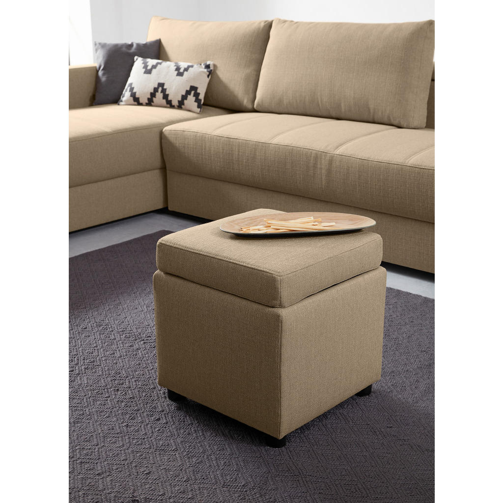 Thumbnail - Looks by W.Joop Sitzbox Looks Iii, Beige, Textil, Uni, 45x47x45 cm, Made in EU, Stauraum, Wohnzimmer, Hocker, Sitzwürfel