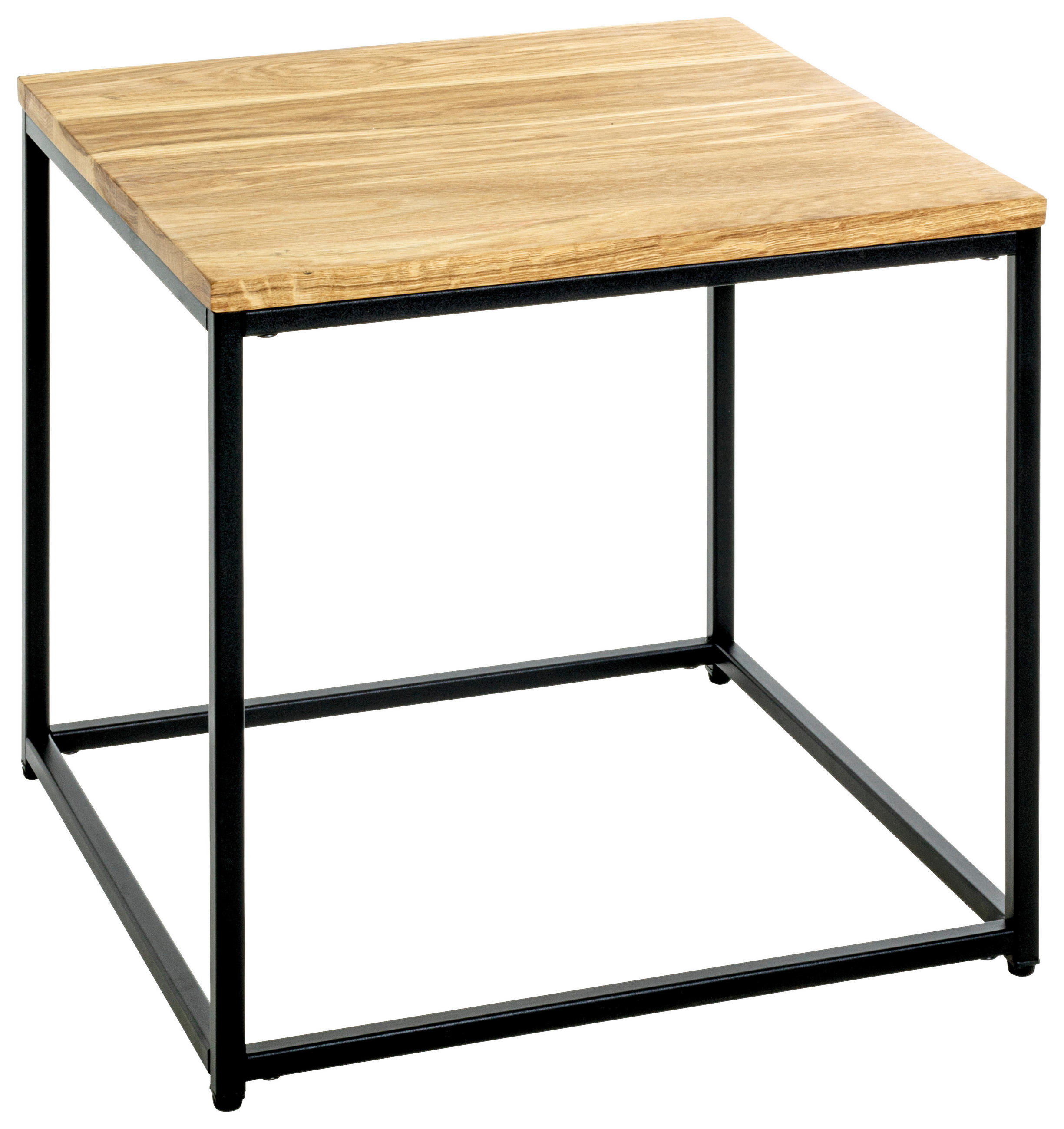 BEISTELLTISCH 45/45/45 cm Eiche massiv Schwarz, Eichefarben quadratisch  - Eichefarben/Schwarz, Design, Holz/Metall (45/45/45cm)
