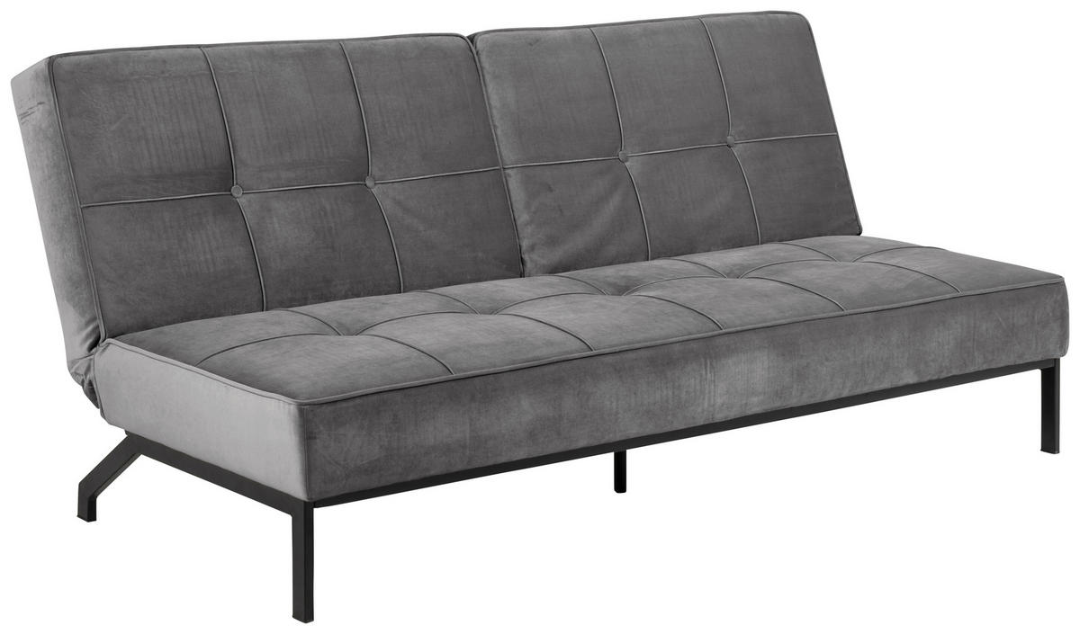 SCHLAFSOFA in Samt Dunkelgrau  - Dunkelgrau/Schwarz, Trend, Textil/Metall (198/87/95cm) - MID.YOU