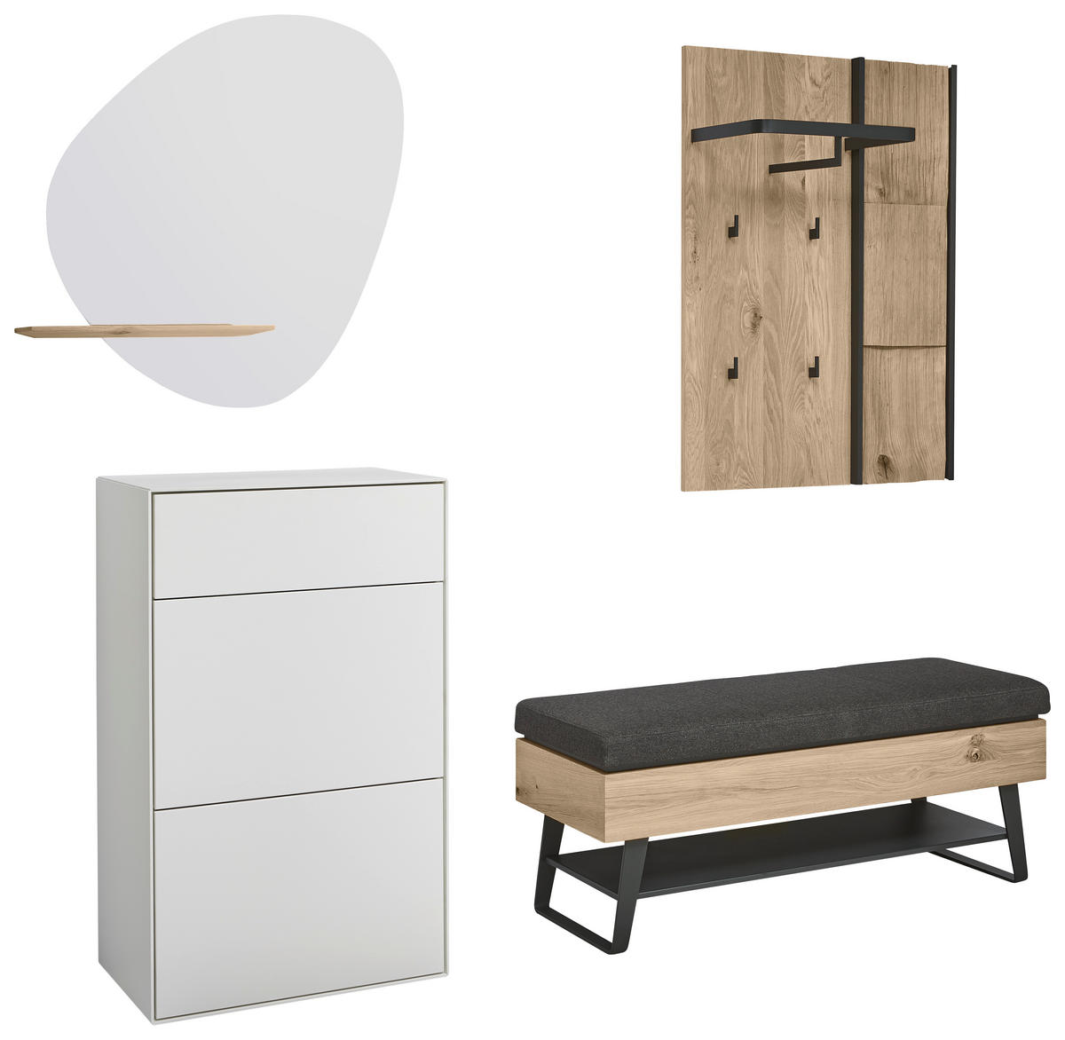 GARDEROBE  in 147/196/39 cm  - Eichefarben/Anthrazit, Design, Glas/Holz (147/196/39cm) - Johann Jakob