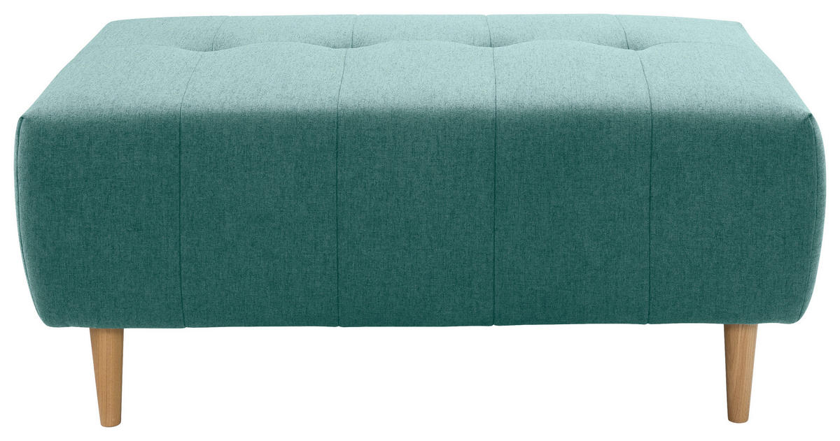HOCKER in Textil Türkis  - Türkis/Eichefarben, Design, Holz/Textil (107/47/79cm) - Livetastic