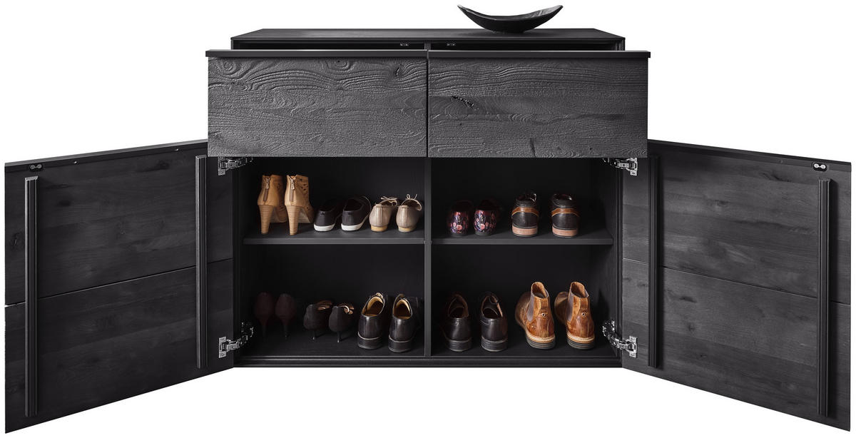 SCHUHSCHRANK LENYA GARDEROBEN  in 117/98/39 cm  - Anthrazit/Schwarz, Design, Holz/Metall (117/98/39cm) - Johann Jakob
