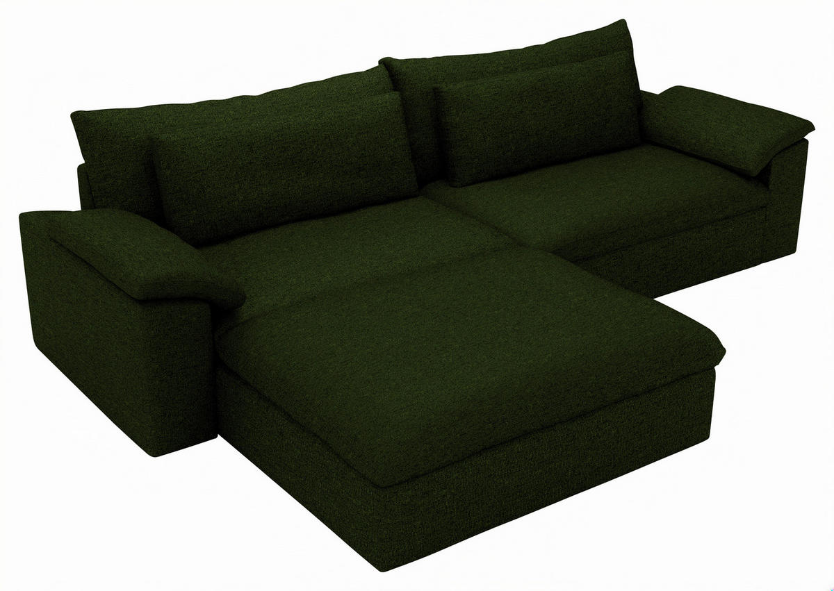 ECKSOFA Flachgewebe Dunkelgrün  - Dunkelgrün/Schwarz, Modern, Kunststoff/Textil (198/306cm) - Carryhome