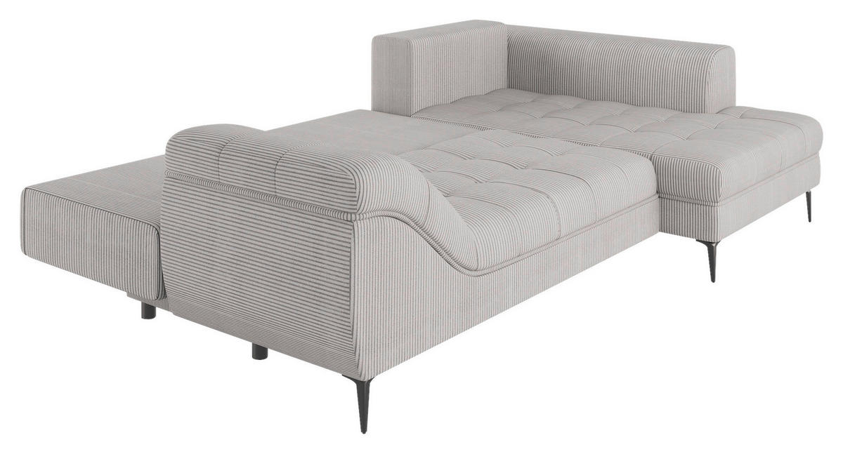 ECKSOFA Hellgrau Cord  - Hellgrau/Schwarz, Design, Kunststoff/Textil (177/276cm) - MID.YOU