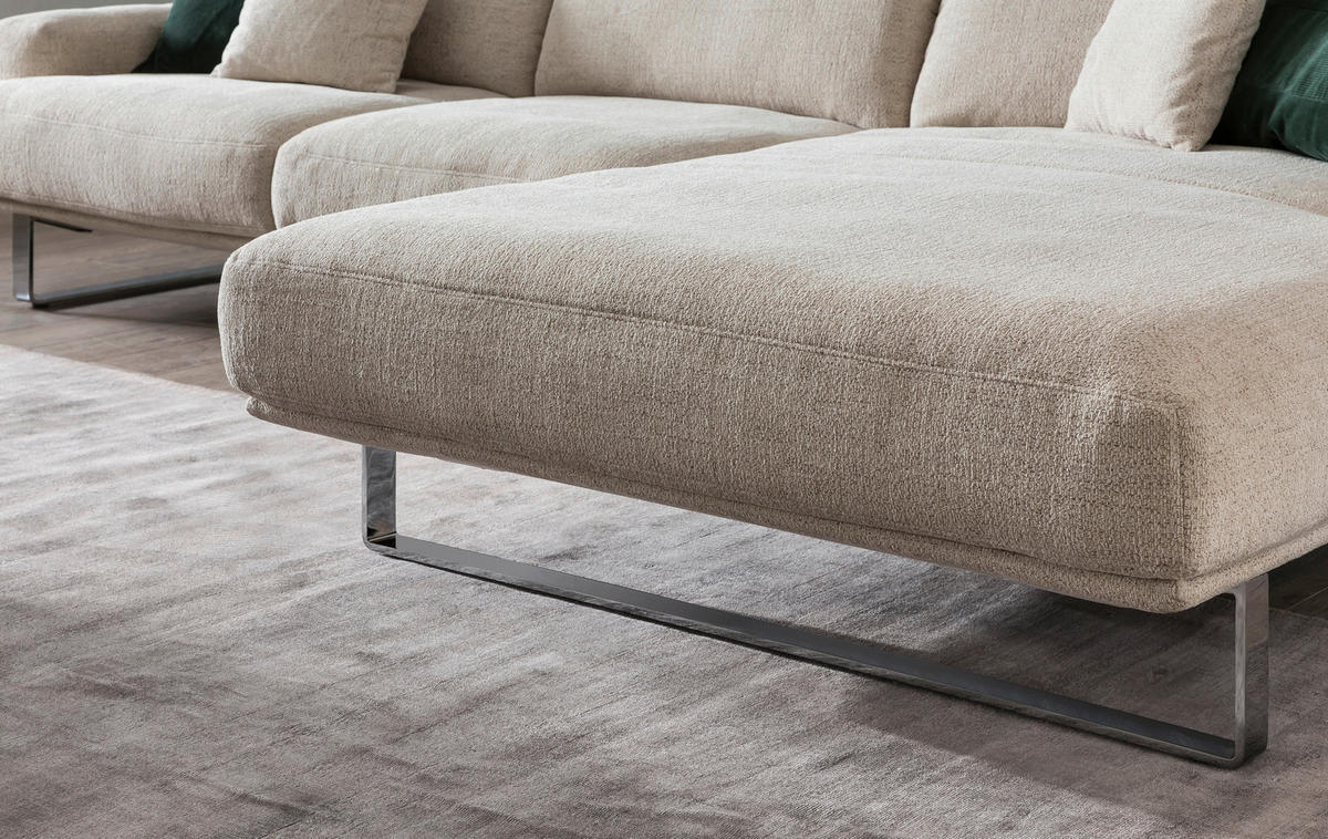 ECKSOFA in Webstoff Champagner  - Champagner, Design, Textil/Metall (304/184cm) - Dieter Knoll