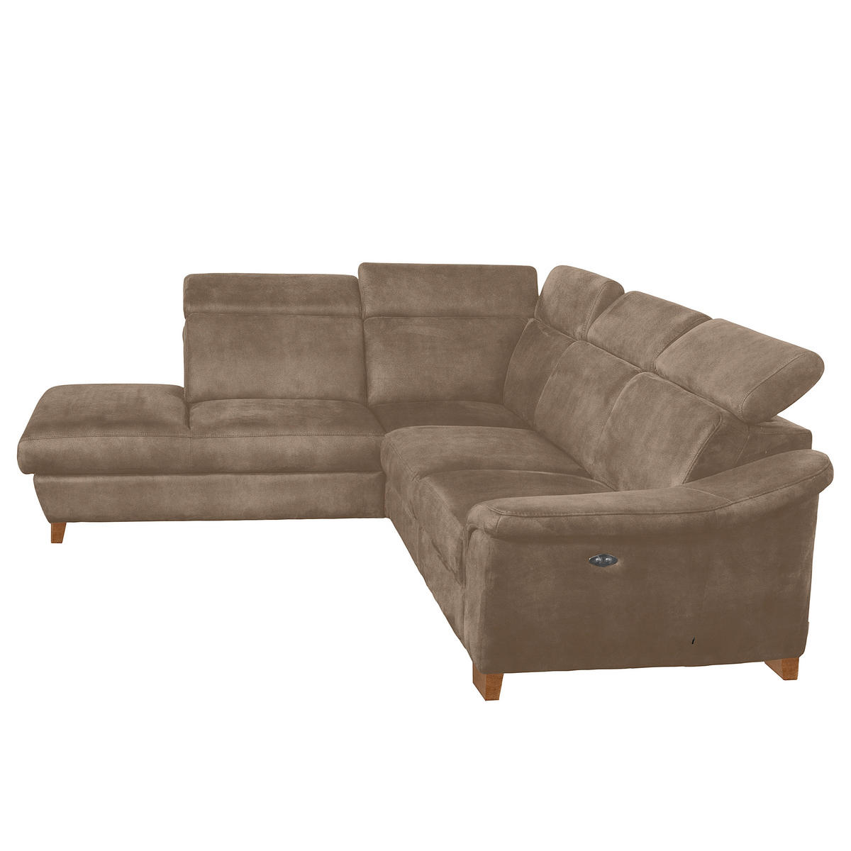ECKSOFA Mikrofaser Braun  - Naturfarben/Braun, Design, Holz/Textil (276/238cm) - Livetastic