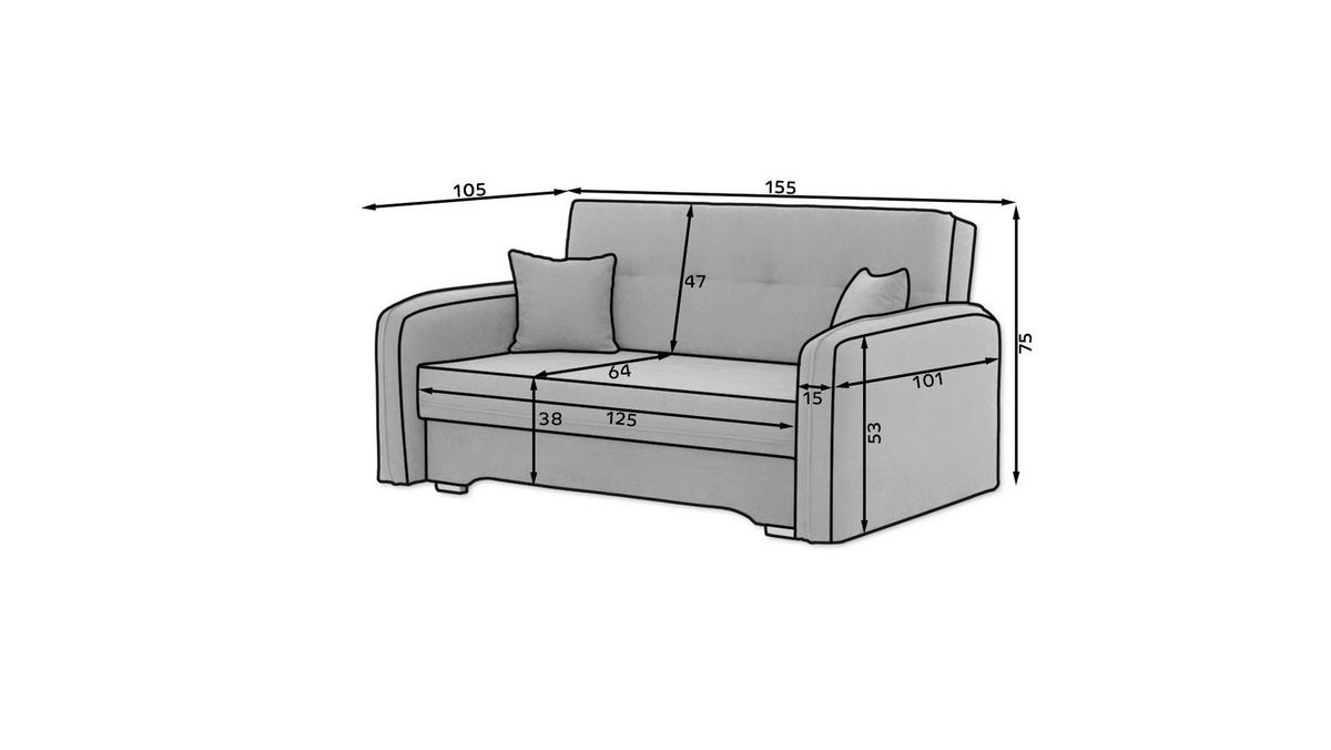 SCHLAFSOFA in Chenille Dunkelgrau  - Dunkelgrau/Silberfarben, Design, Kunststoff/Textil (155/105/75cm) - MID.YOU