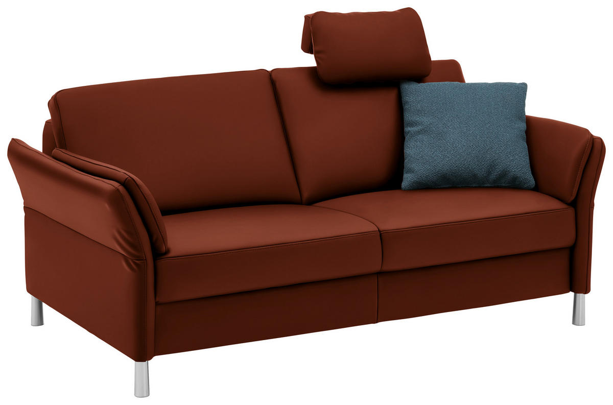 3-SITZER-SOFA in Echtleder Cognac  - Cognac/Alufarben, Design, Leder/Metall (190/82/99cm) - Dieter Knoll