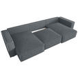 WOHNLANDSCHAFT Grau Cord  - Schwarz/Grau, MODERN, Kunststoff/Textil (153/350/153cm) - Xora