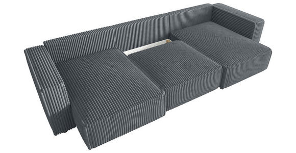 WOHNLANDSCHAFT Grau Cord  - Schwarz/Grau, MODERN, Kunststoff/Textil (153/350/153cm) - Xora