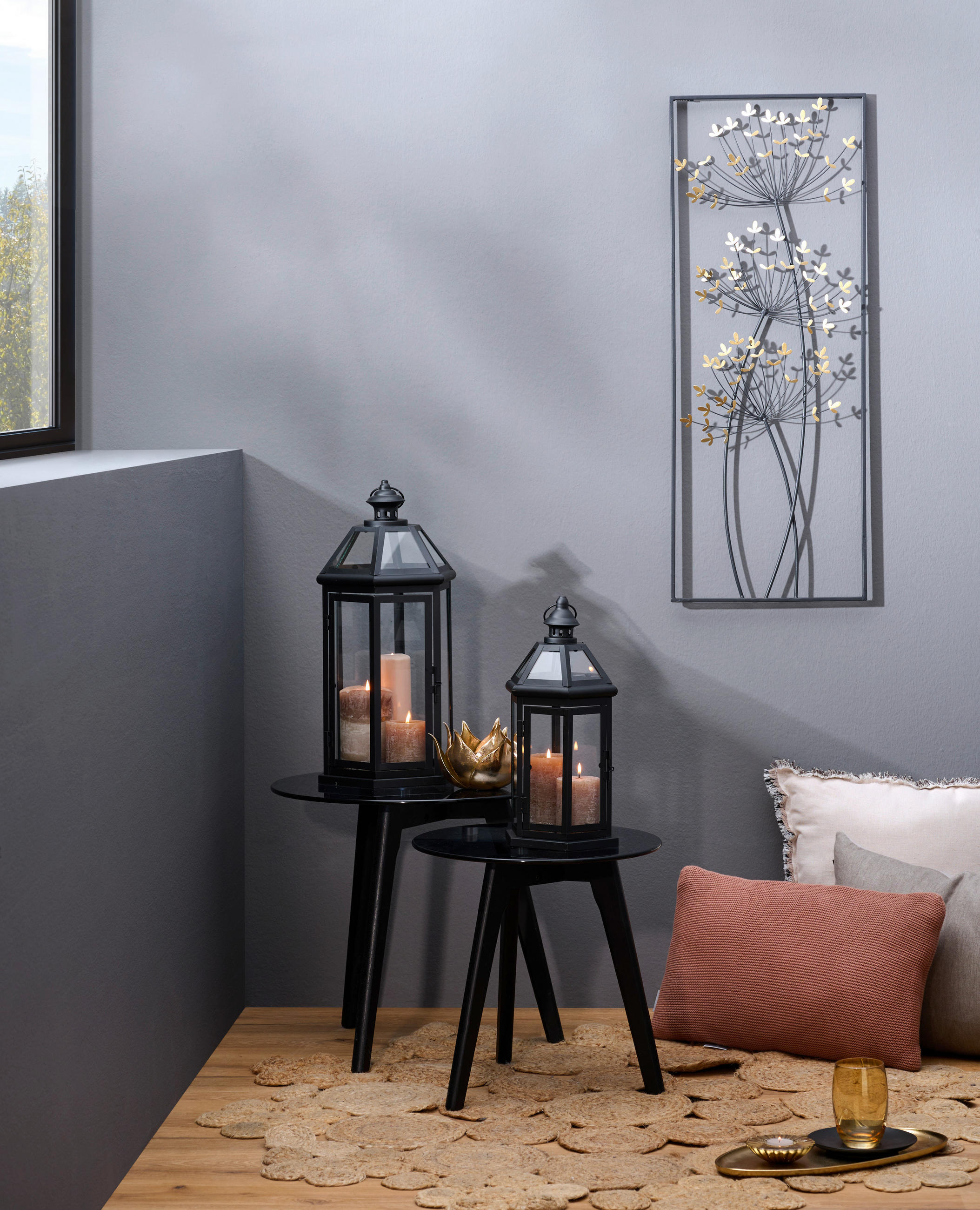 ZIDNA DEKORACIJA 35/90 cm - zlatna/crna, Prirodno, metal (35/90cm) - Ambia Home