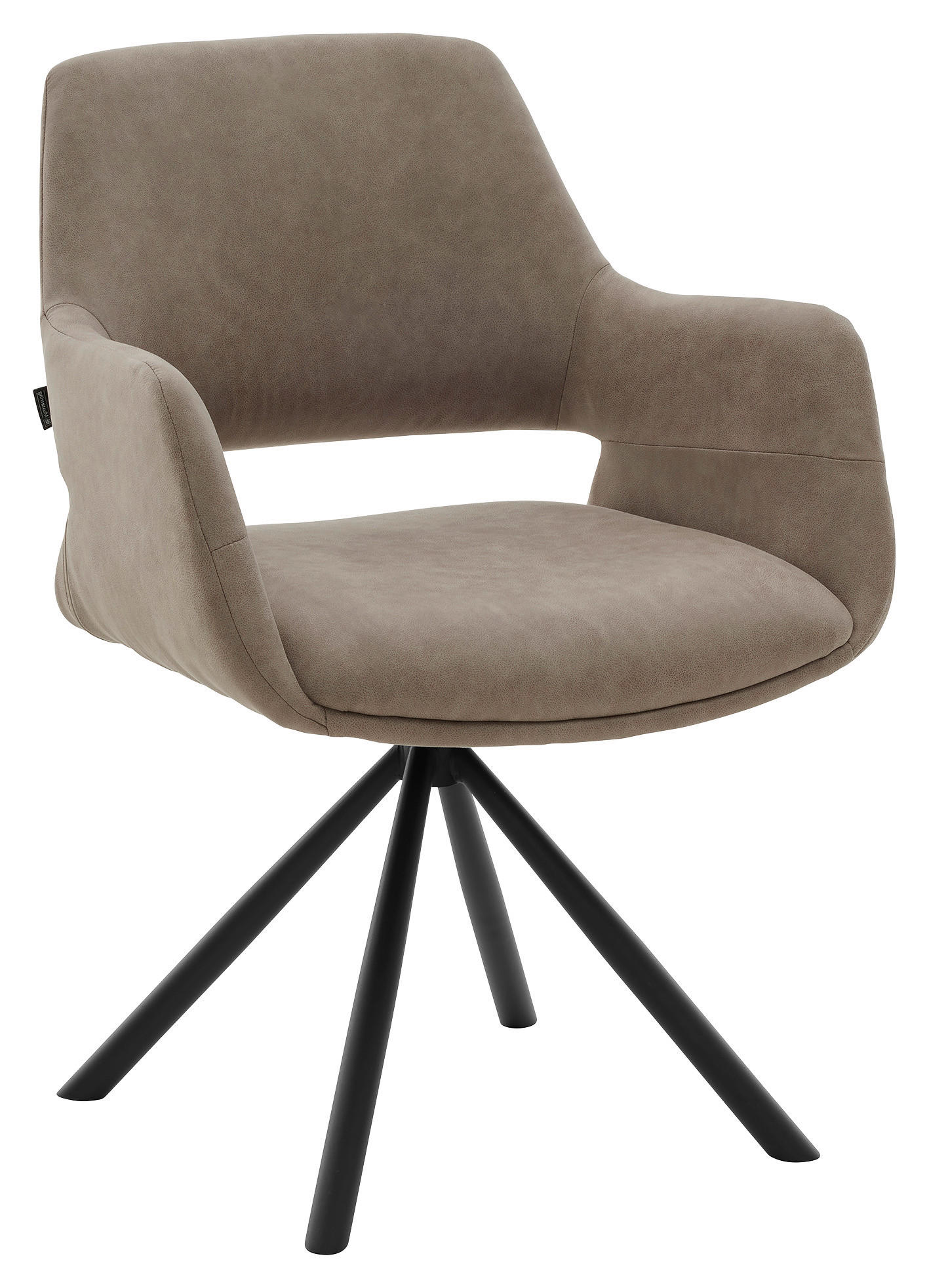 ARMLEHNSTUHL  Stoffauswahl, Sitzfläche 180° drehbar, automatische Rückholfunktion Mikrofaser  - Beige/Schwarz, Design, Textil/Metall (62/83/62cm) - Musterring