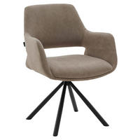 ARMLEHNSTUHL  Stoffauswahl, Sitzfläche 180° drehbar, automatische Rückholfunktion Mikrofaser  - Beige/Schwarz, Design, Textil/Metall (62/83/62cm) - Musterring