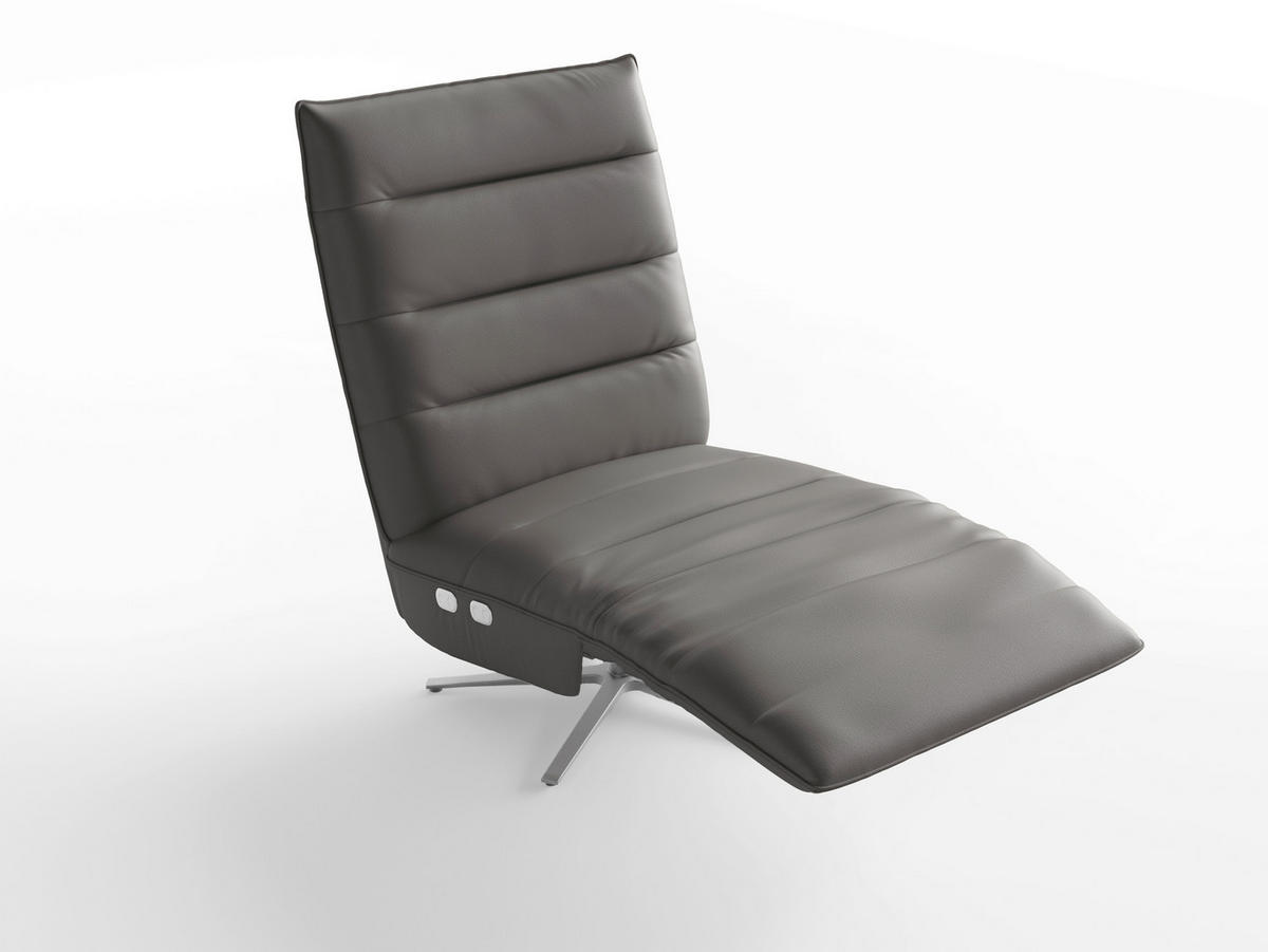 RELAXSESSEL Leder Mokka  - Silberfarben/Mokka, Basics, Leder/Metall (80/109/98cm) - Sit & More