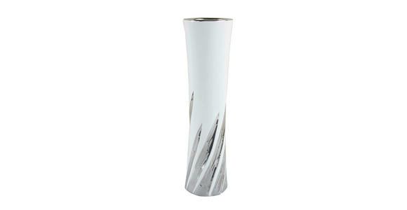 VASE 34.5 cm - Silberfarben/Weiß, Design, Keramik (9/34,5cm) - Ambia Home