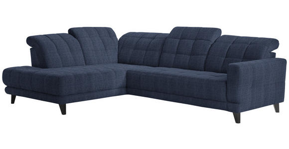 ECKSOFA in Webstoff Dunkelblau  - Schwarz/Dunkelblau, Design, Holz/Textil (216/302cm) - Xora