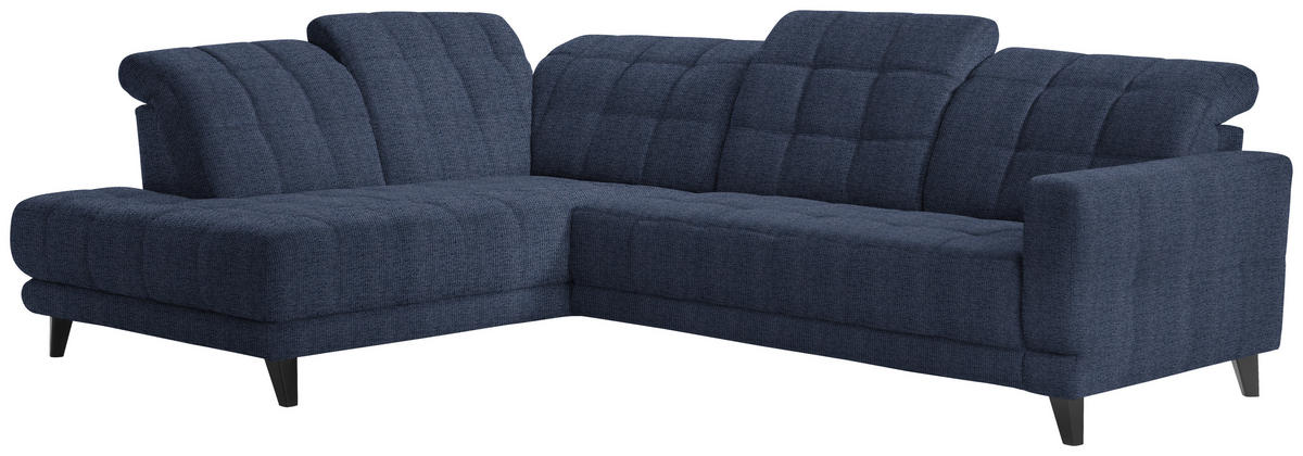 ECKSOFA in Webstoff Dunkelblau  216/302 cm  - Schwarz/Dunkelblau, Design, Holz/Textil (216/302cm) - Xora