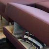 Eckschlafsofa mit Hocker Flachgewebe Dunkelrot  - Chromfarben/Dunkelrot, KONVENTIONELL, Textil/Metall (152/230cm) - Max Winzer