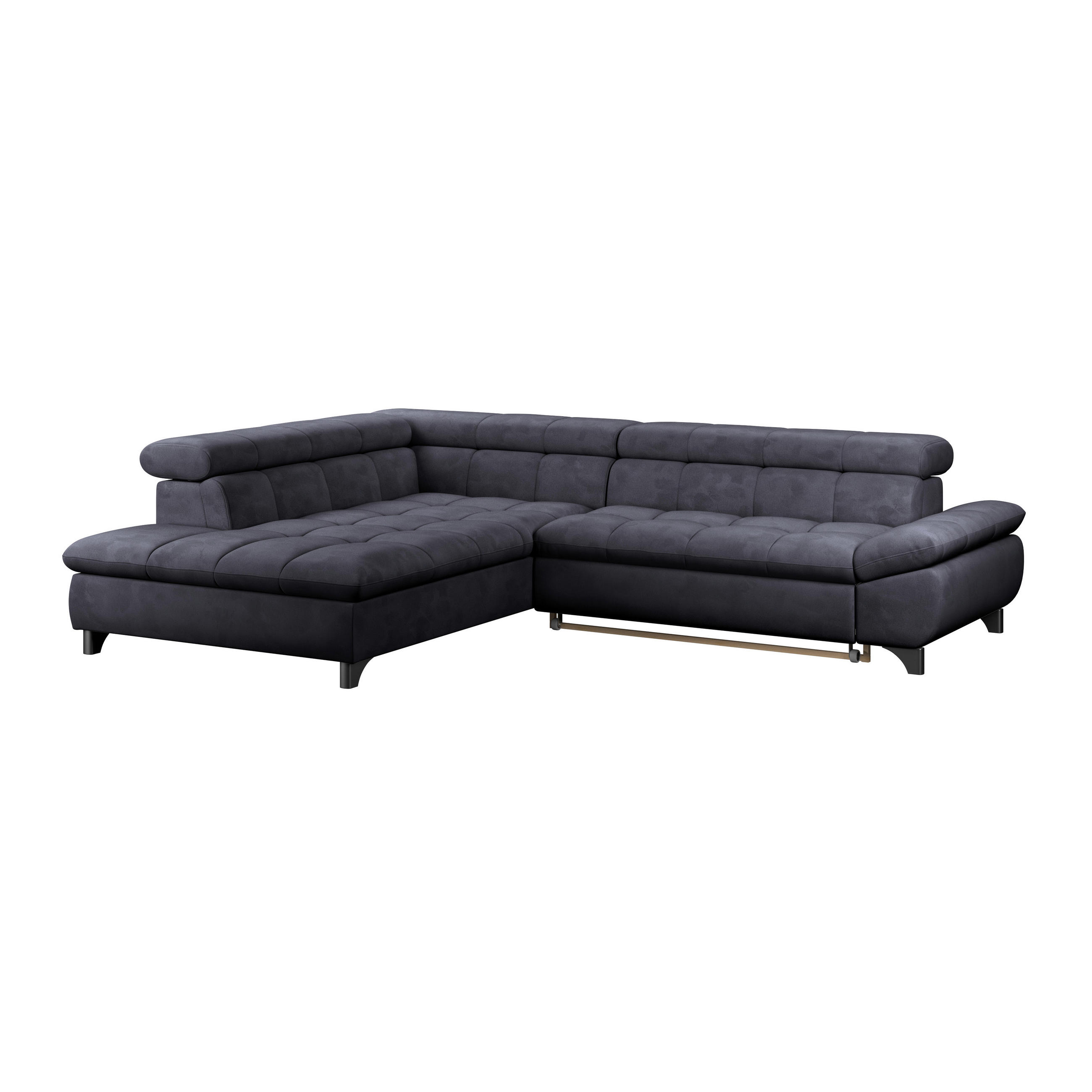 ECKSOFA Dunkelblau Chenille  - Chromfarben/Dunkelblau, KONVENTIONELL, Textil/Metall (234/312cm) - Livetastic