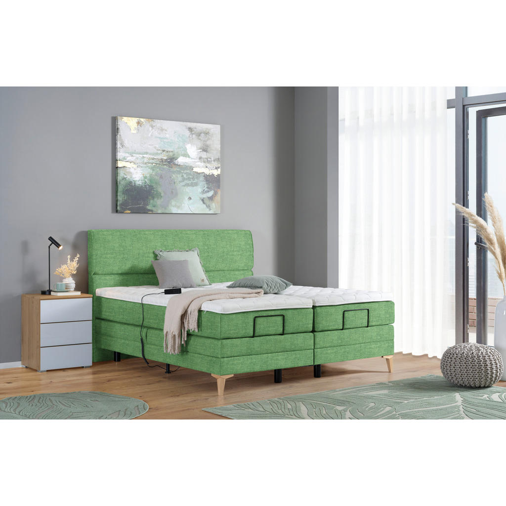 Thumbnail - Voleo Boxspringbett, Petrol, Textil, H3, 7-Zonen, Höhe ca. 19 cm, 160x200 cm, Über- und Sondergrößen erhältlich, gepolst...