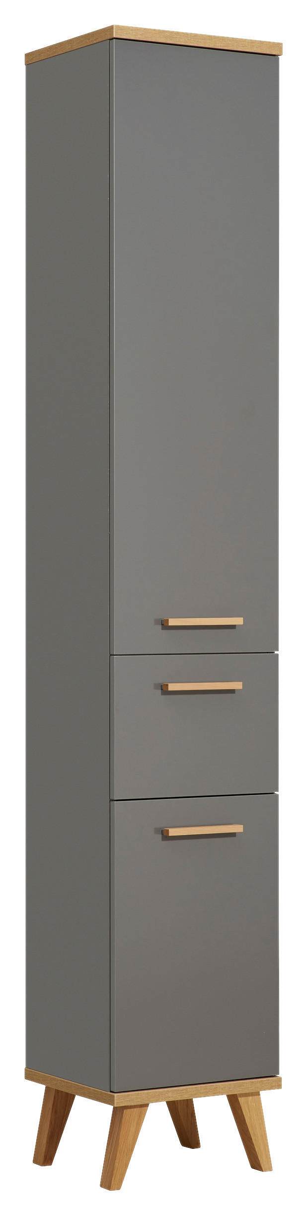 HOCHSCHRANK 35,5/205/33 cm  - Eichefarben/Grau, KONVENTIONELL, Glas/Holzwerkstoff (35,5/205/33cm) - Xora