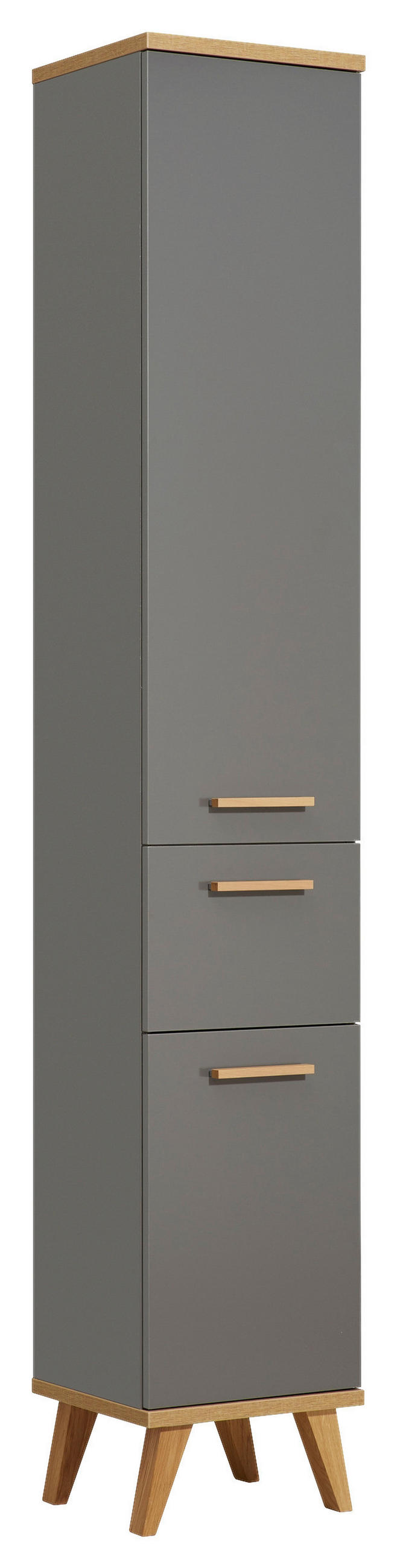 HOCHSCHRANK 35,5/205/33 cm  - Eichefarben/Grau, KONVENTIONELL, Glas/Holzwerkstoff (35,5/205/33cm) - Xora