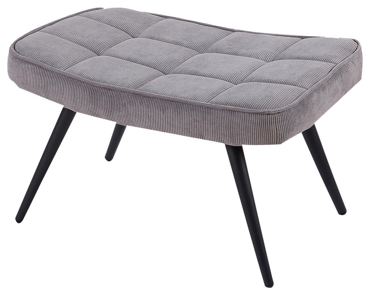 HOCKER Cord Grau  - Schwarz/Grau, MODERN, Textil/Metall (41/39/59cm) - MID.YOU