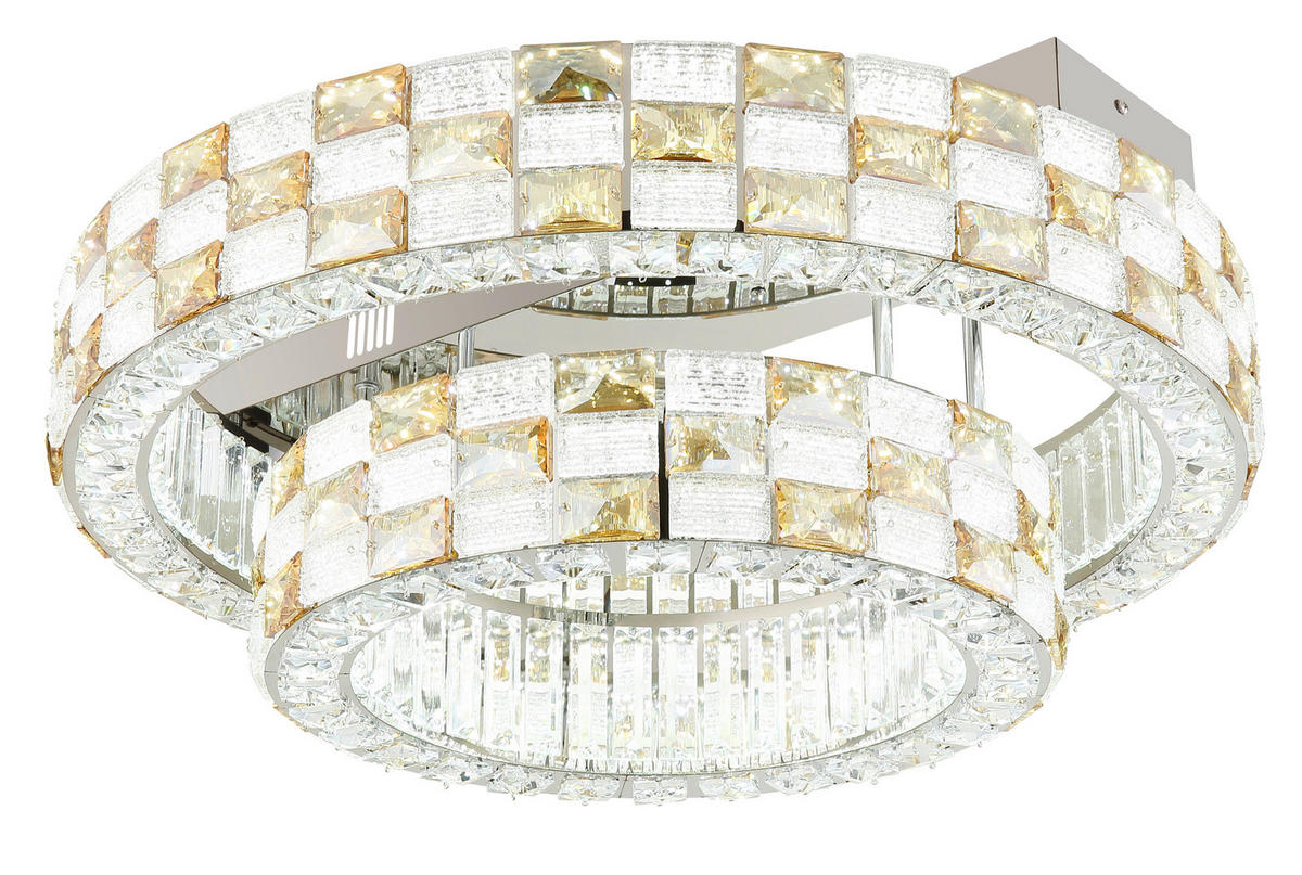 LED-DECKENLEUCHTE Lidia 61/24,5 cm  - Klar/Chromfarben, Design, Glas/Metall (61/24,5cm) - Globo