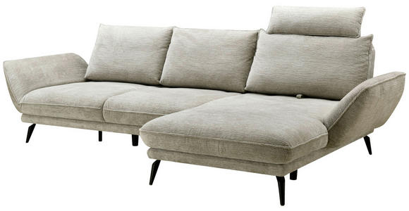 ECKSOFA Beige Mikrofaser  - Beige/Schwarz, Design, Textil/Metall (325/85/109-170cm) - Novel