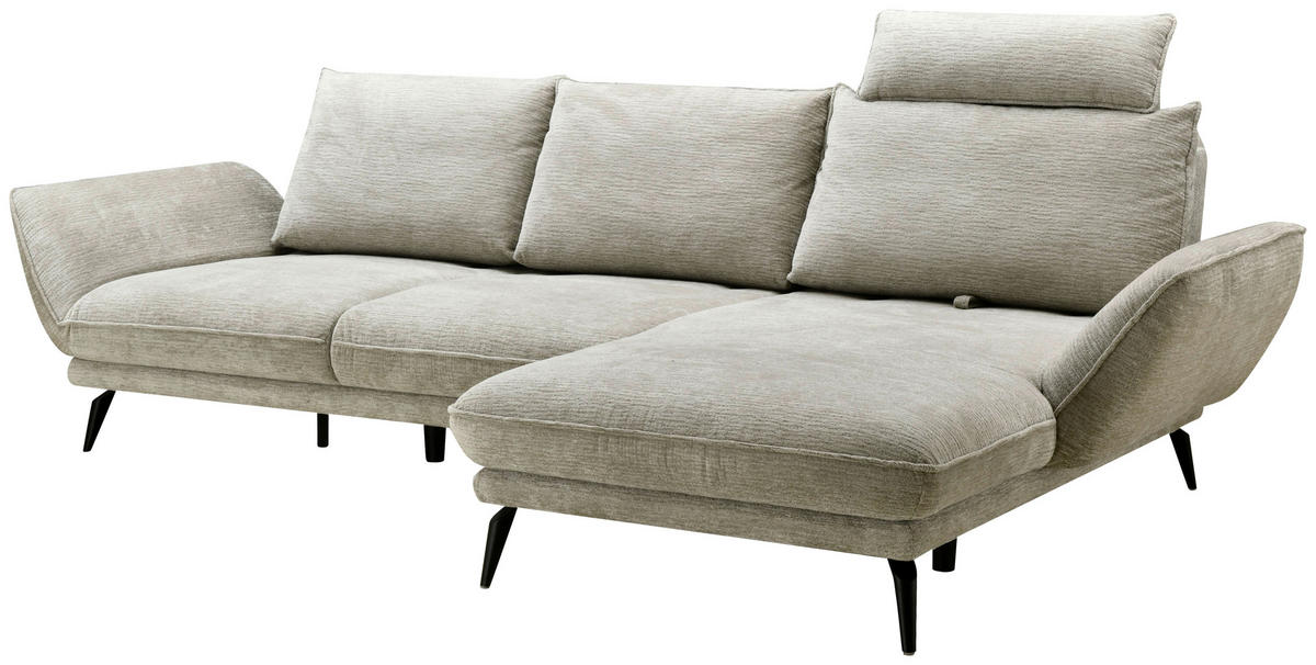 ECKSOFA Beige Mikrofaser  - Beige/Schwarz, Design, Textil/Metall (325/85/109-170cm) - Novel