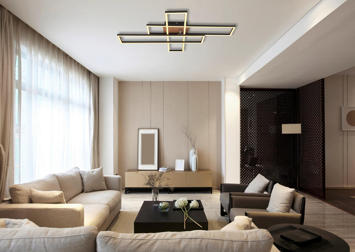 LED-DECKENLEUCHTE    80/60/10 cm  - Chromfarben/Weiss, Design, Holzwerkstoff/Kunststoff (80/60/10cm) - Globo