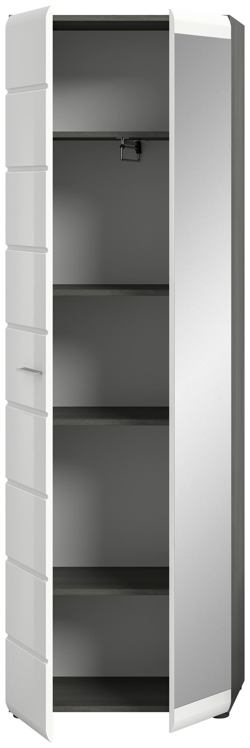 SKŘÍŇ NA ODĚV, vysoce lesklá bílá, 60/192/37 cm - barvy stříbra/vysoce lesklá bílá, Design, kompozitní dřevo/plast (60/192/37cm) - MID.YOU
