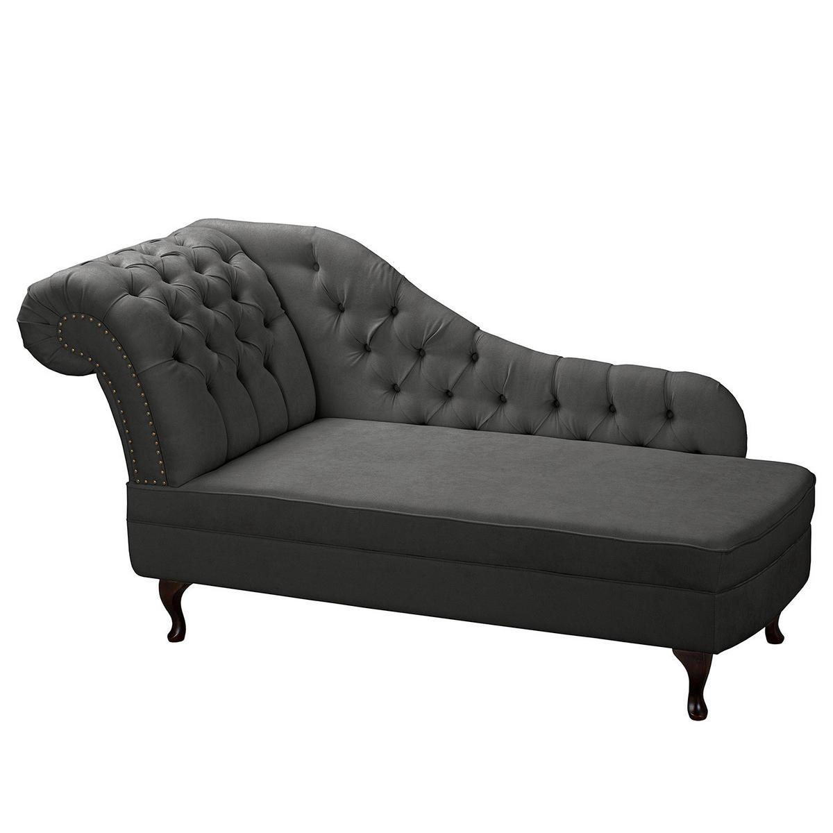 RÉCAMIERE Pako in Mikrofaser Dunkelgrau  - Dunkelgrau/Braun, Design, Holz/Textil (185/93/75cm) - Livetastic