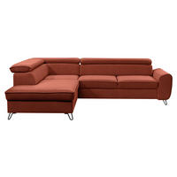 ECKSOFA inkl. Funktion Idylla Rostfarben Flachgewebe  inkl. Bettkasten, Schlaffunktion, Rücken echt, Kopfstütze  - Rostfarben/Schwarz, Design, Textil/Metall (200/250cm) - Stylife
