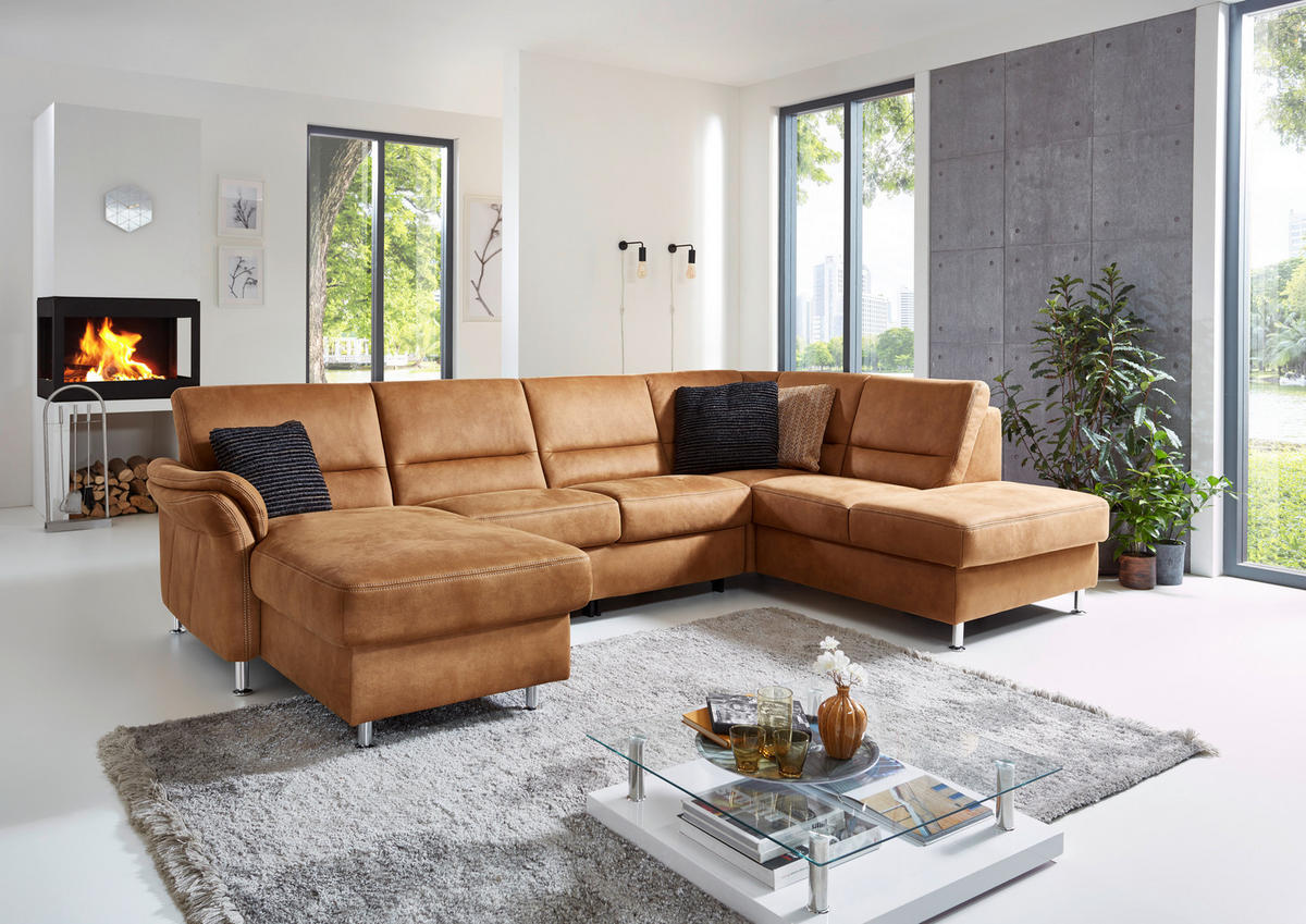 SOFFA i mikrofiber rostfärgad  - aluminiumfärg/rostfärgad, Klassisk, metall/textil (226/173cm) - Beldomo System