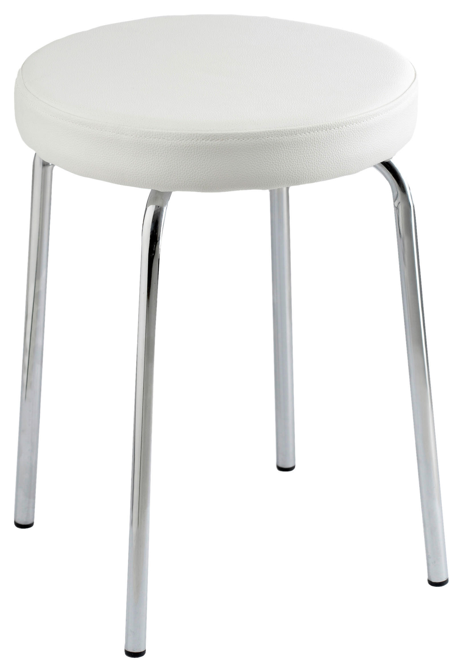 BADHOCKER - Chromfarben/Weiß, Basics, Textil/Metall (37/49/37cm)