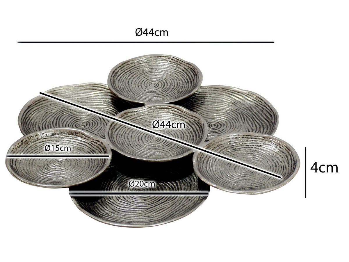 OKRASNA SKLEDA     44/44/4 cm         - srebrne barve, Design, kovina (44/44/4cm) - Livetastic
