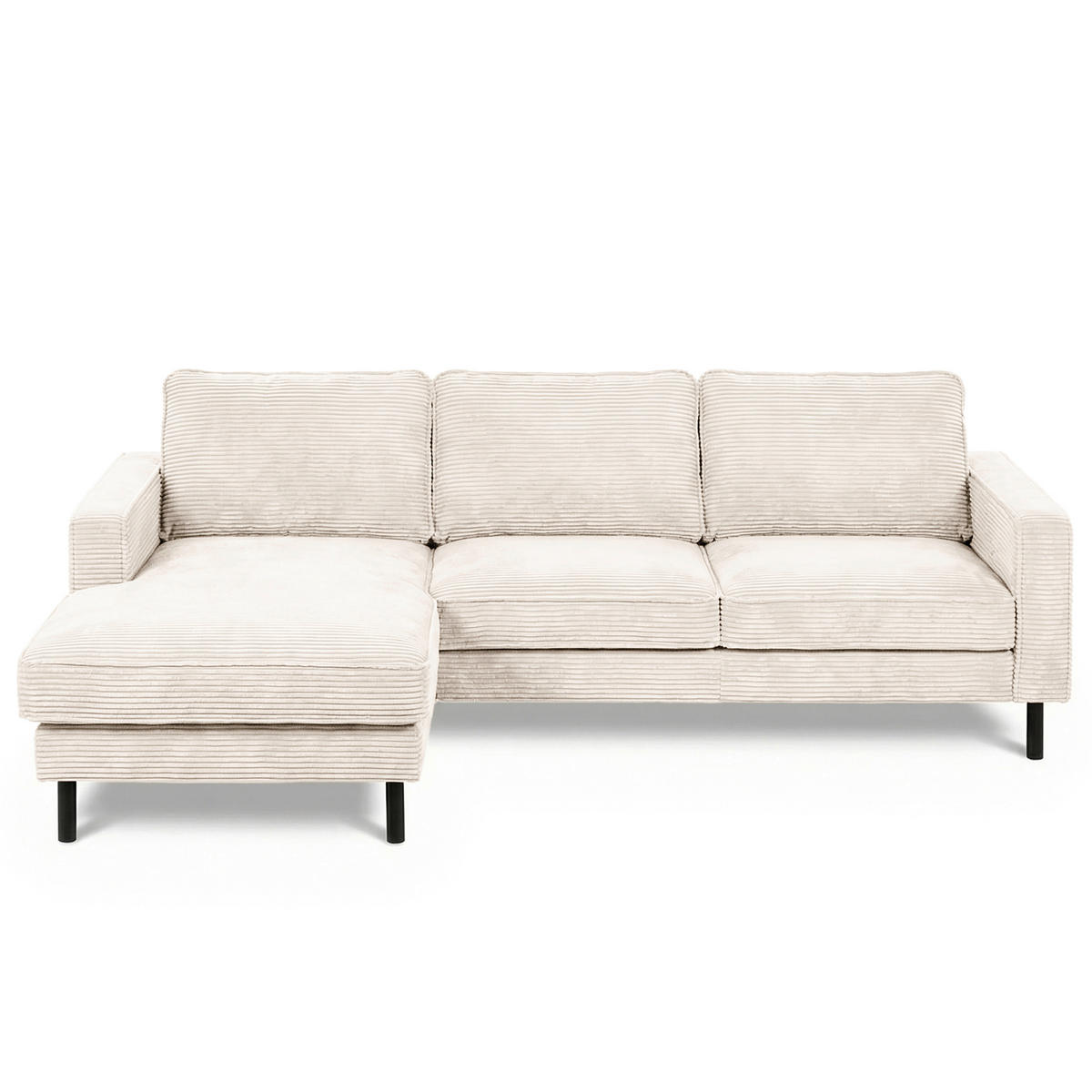 ECKSOFA Creme Cord Rücken echt  - Creme/Schwarz, Design, Textil/Metall (166/238cm) - Livetastic