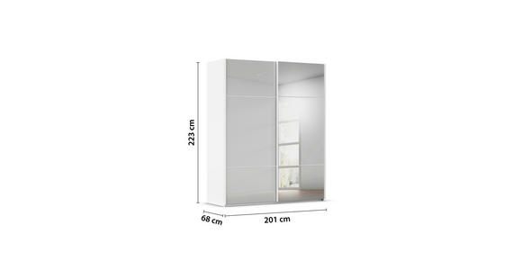 SCHWEBETÜRENSCHRANK 201/223/68 cm 2-türig Grau, Weiß - Weiß/Grau, KONVENTIONELL, Glas/Holzwerkstoff (201/223/68cm) - Novel