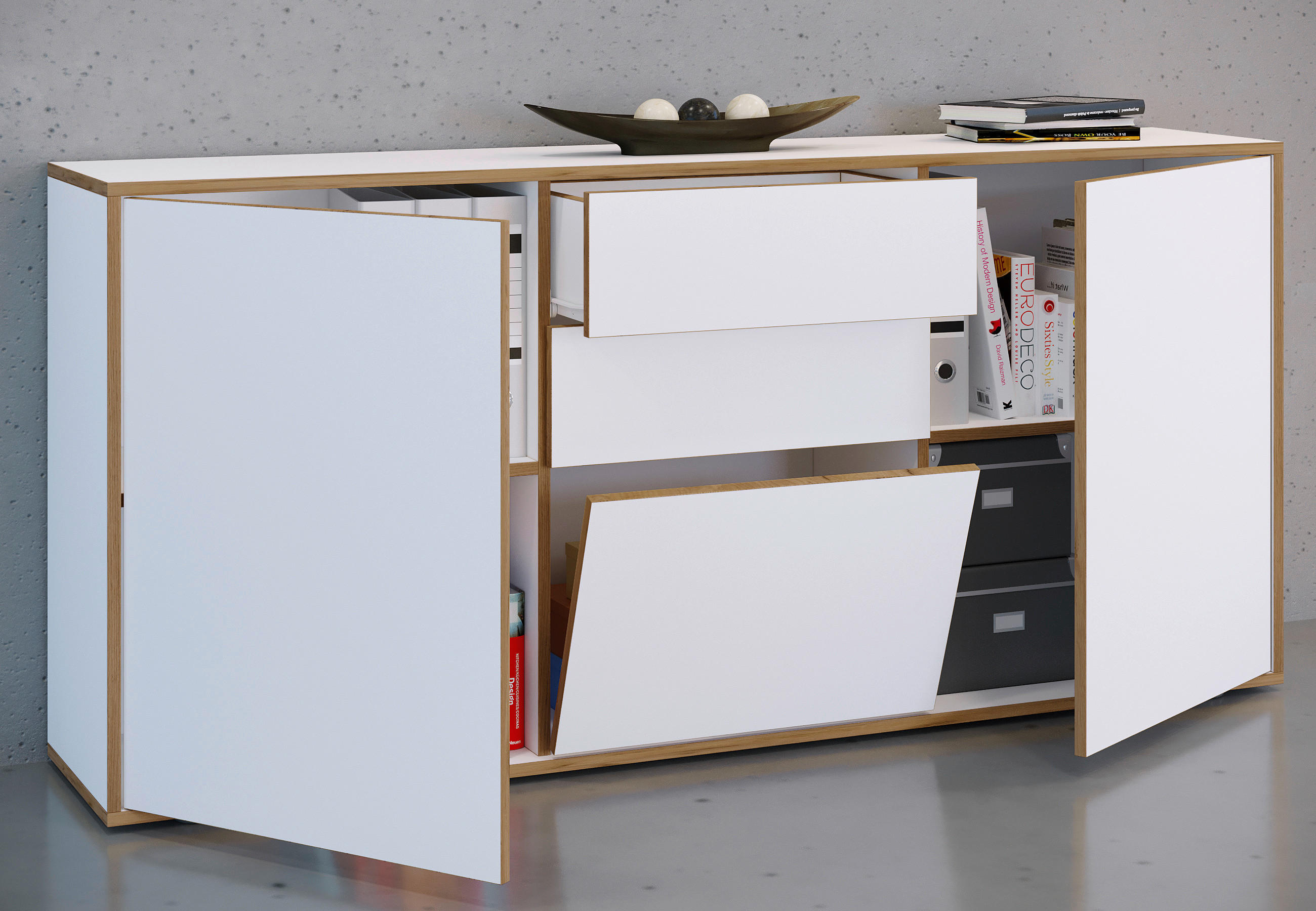 KOMMODE Salia  in 160/74/33 cm  - Honigeiche/Schwarz, Design, Holzwerkstoff/Kunststoff (160/74/33cm) - MID.YOU