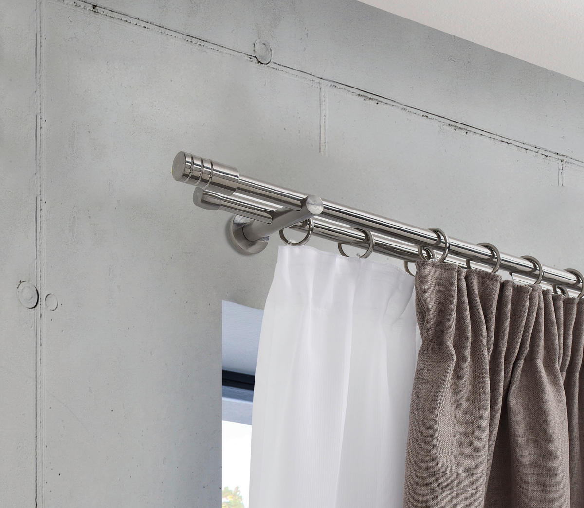 Set Galerie Perdea 240 cm  - culoare inox, Basics, metal (240cm) - Homeware