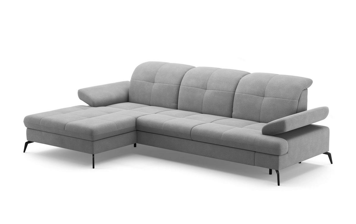 ECKSOFA in Flachgewebe Grau  - Schwarz/Grau, Konventionell, Textil/Metall (185/279cm) - Sit & More