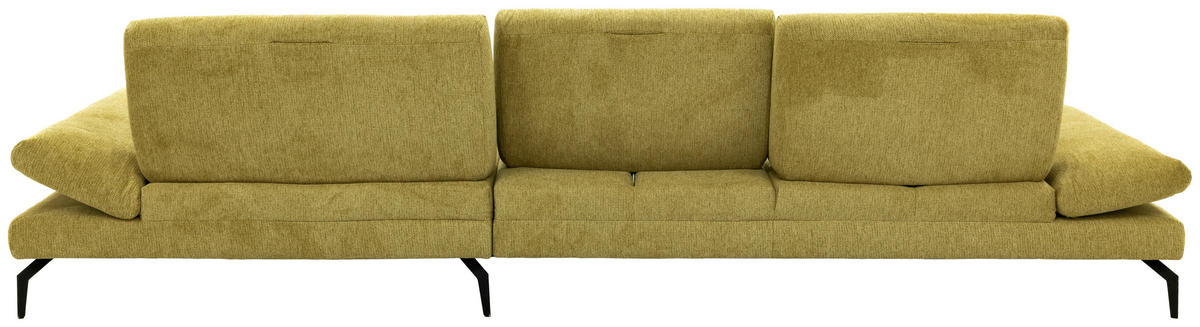 ECKSOFA Hellgelb Struktur Rücken echt  - Hellgelb/Schwarz, Design, Textil/Metall (340/203cm) - Chilliano