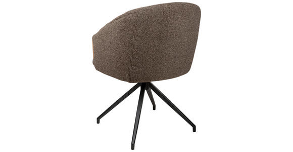 ARMLEHNSTUHL  Sitzfläche 360° drehbar, automatische Rückholfunktion Leinenoptik  - Schwarz/Braun, Design, Holz/Textil (61/84/62cm) - Valnatura