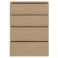 KOMMODE , 75/99/35 cm, 4 Schublade(n)  - Eichefarben/Silberfarben, Trend, Holzwerkstoff/Kunststoff (75/99/35cm) - Carryhome