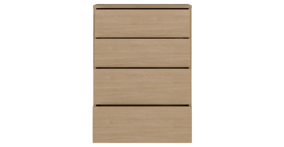 KOMMODE , 75/99/35 cm, 4 Schublade(n)  - Eichefarben/Silberfarben, Trend, Holzwerkstoff/Kunststoff (75/99/35cm) - Carryhome