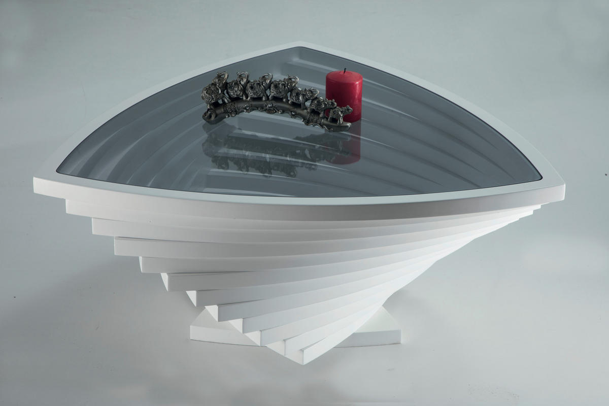 MĂSUȚĂ DE CAFEA sticlă, material pe bază de lemn   - alb, Design, sticlă/material pe bază de lemn (90/39/90cm) - Cantus